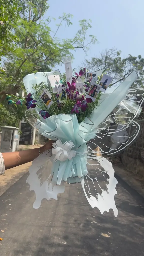 Luxury Butterfly Wings Bouquet with Gift Add-on | Orchid Flowers + Surprise Item