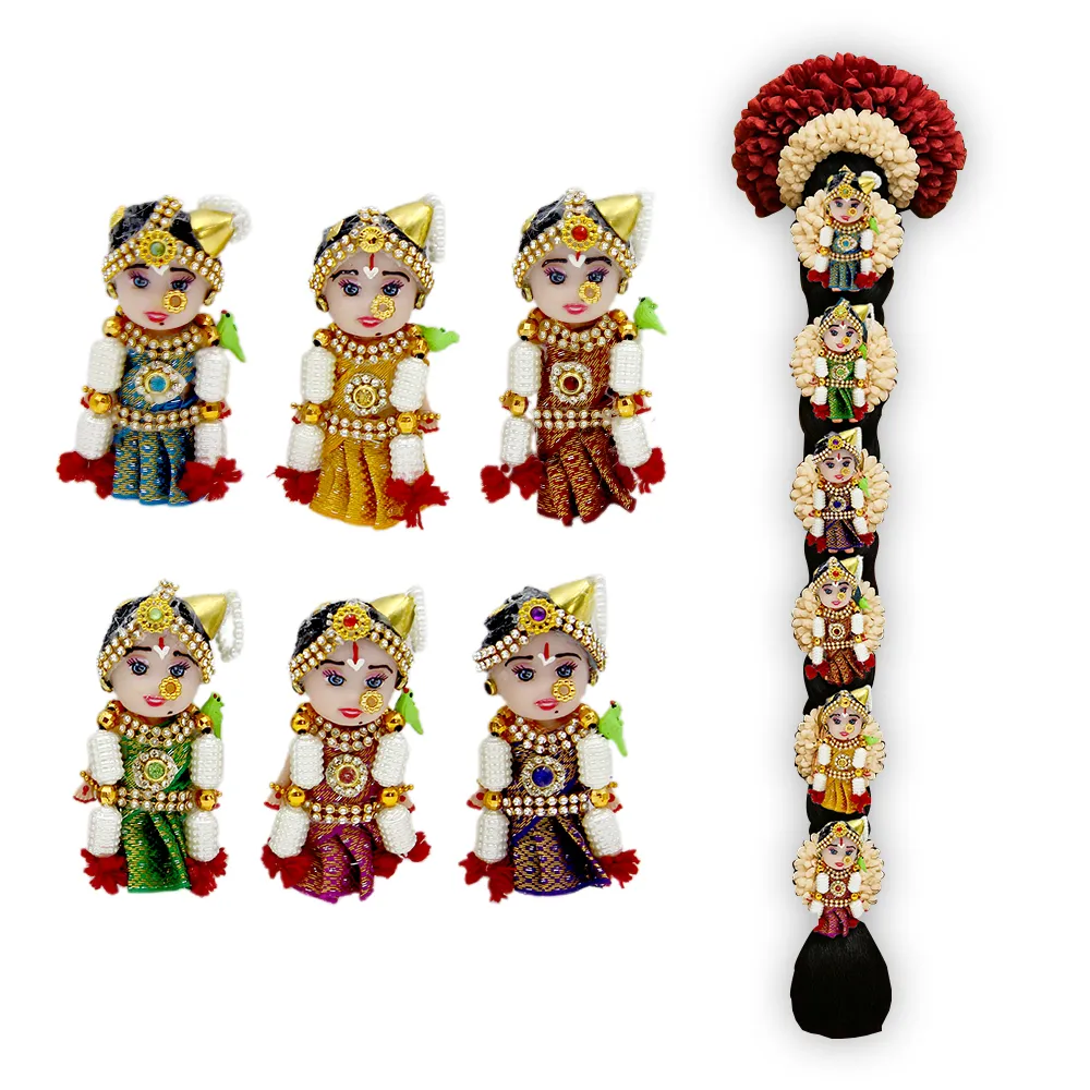 Baby Shower Jadai Hair Accessory doll only for Seemantham & Godh Bharai (Aandal doll) - pack of 6