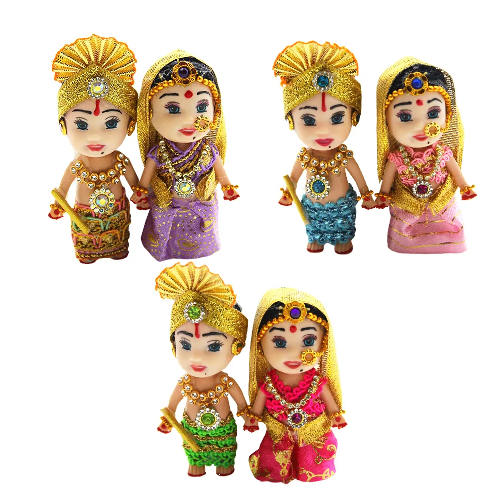 Baby Shower Jadai Hair Accessory for Seemantham & Godh Bharai (Krishna Radha Combo 6 dolls)