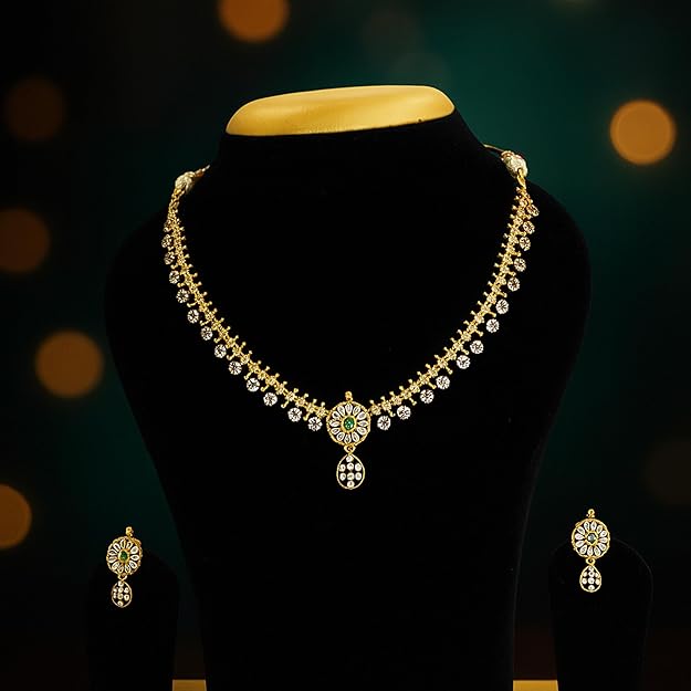Gold Plated Cubic Zirconia Necklace and Earring Set – Wedding Jewelry Gift