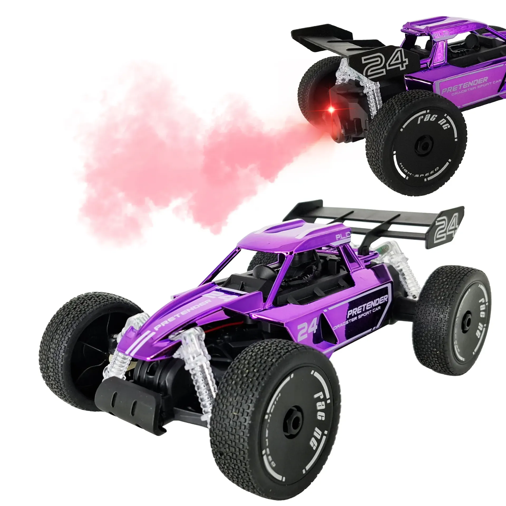 Off Road RC Control High-Speed RC Car Monster Truck with Smoke Spray | 1:20 Scale | 2.4GHz Controller | USB Charging | Lithium Battery | Premium Shining Body | Kids & Adults Toy (Purple)