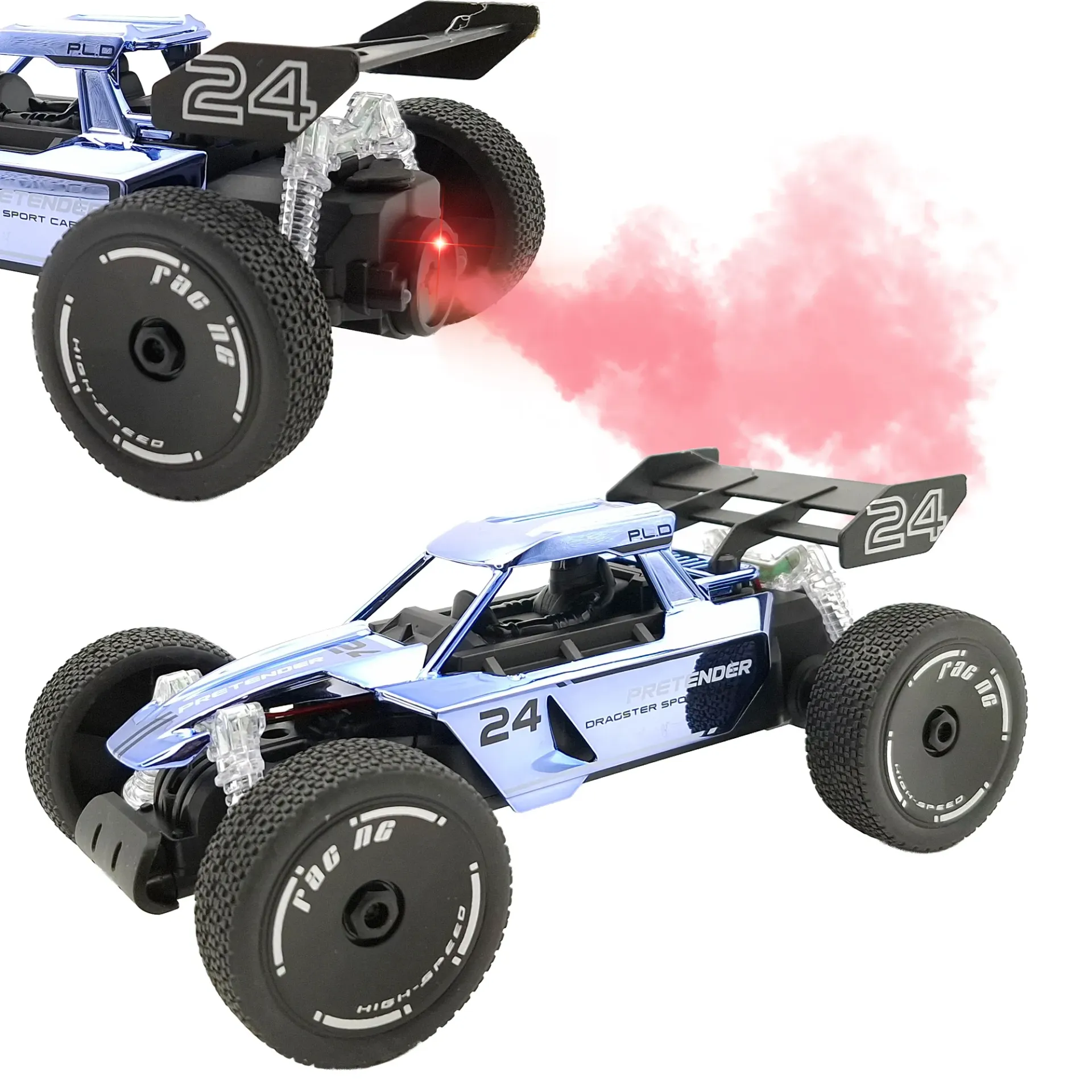 Off Road RC Control High-Speed RC Car Monster Truck with Smoke Spray | 1:20 Scale | 2.4GHz Controller | USB Charging | Lithium Battery | Premium Shining Body | Kids & Adults Toy (Blue)