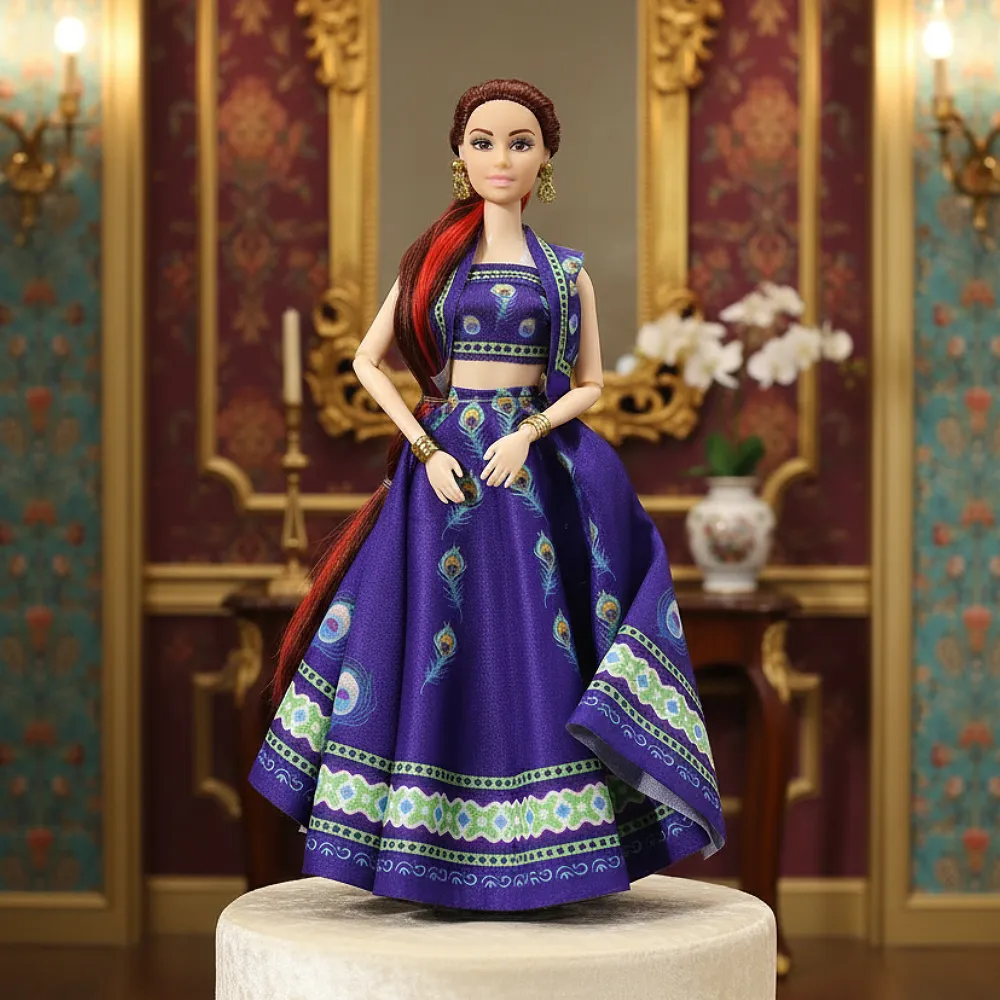 Fashion Princess Doll for Girls | Alia Tradition Style Doll for Girls | Birthday Gift for Kids 3+ Years | Beautiful Indian Doll for Pretend Play & Return Gifts (Blue Lehenga)